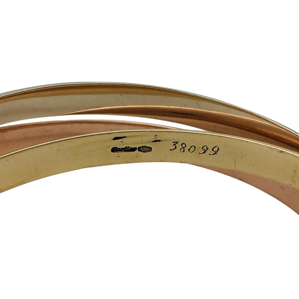 Cartier Trinity Three-Color Gold Bangle Bracelet In Excellent Condition In Paris, IDF