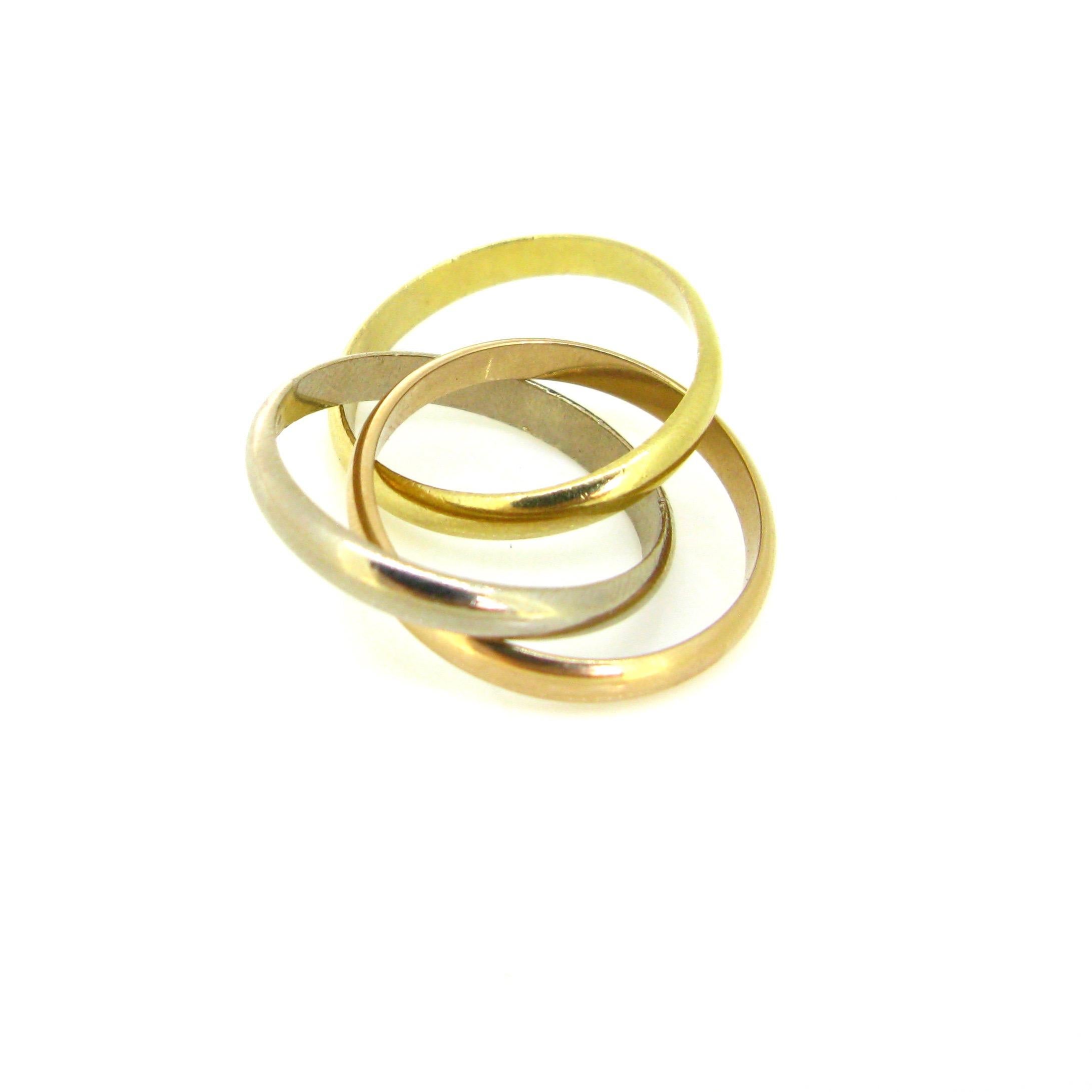 Modern Cartier Trinity Three-Color Gold Rolling Ring