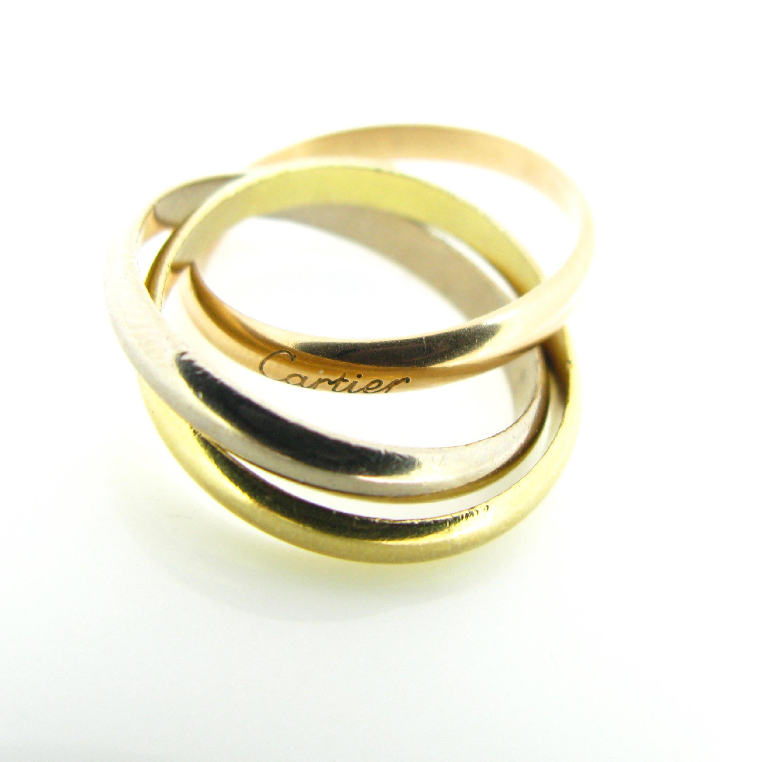 Cartier Trinity Three-Color Gold Rolling Ring In Good Condition In London, GB