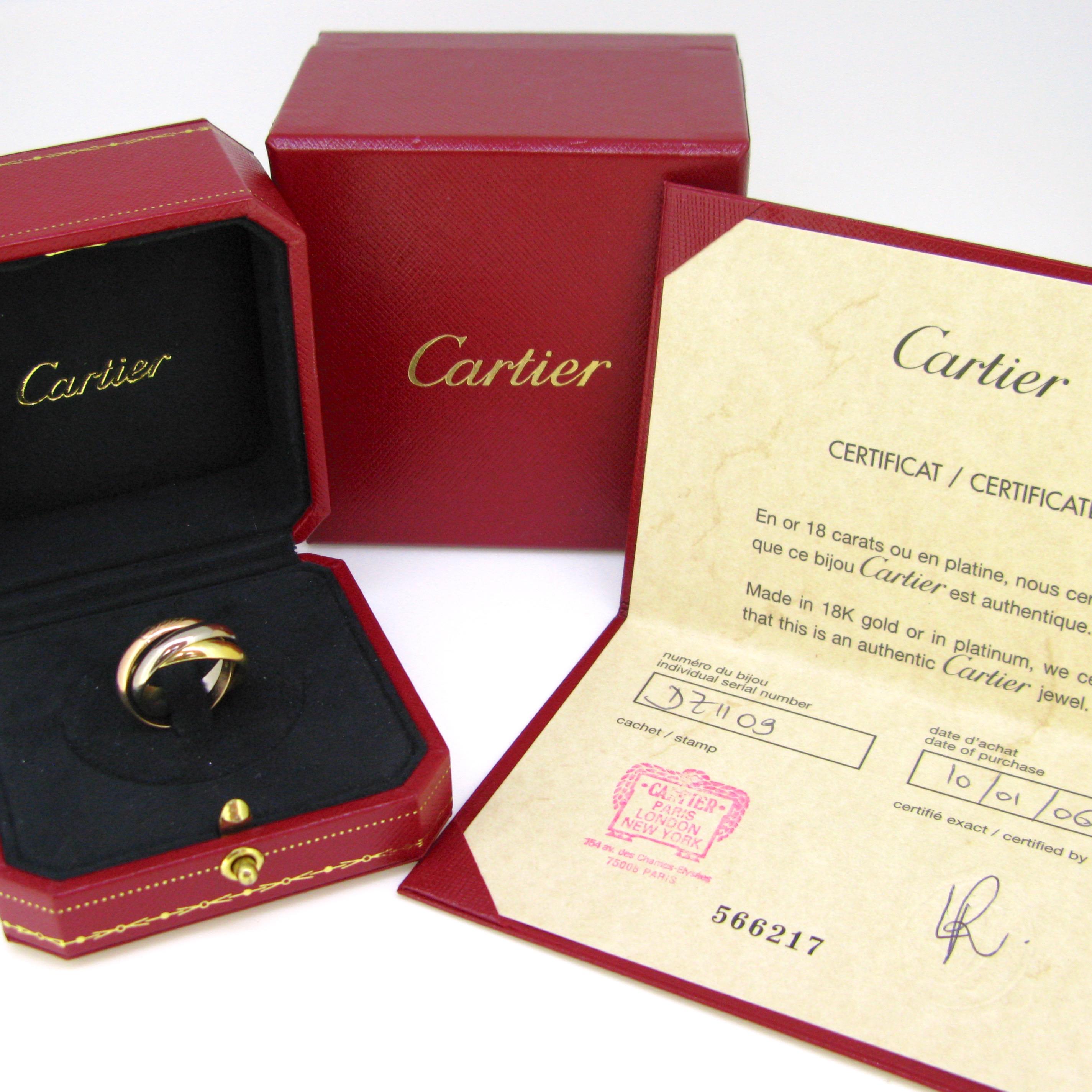 Cartier Trinity Three-Color Yellow White Rose Gold Rolling Ring 1