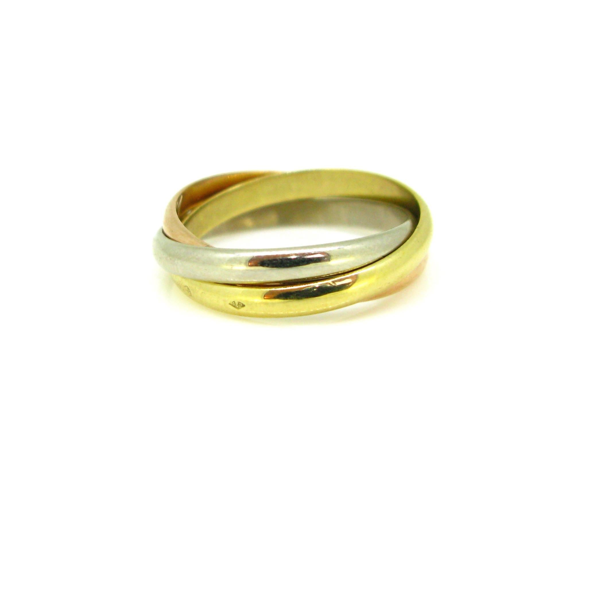 Women's or Men's Cartier Trinity Three-Color Yellow White Rose Gold Rolling Ring