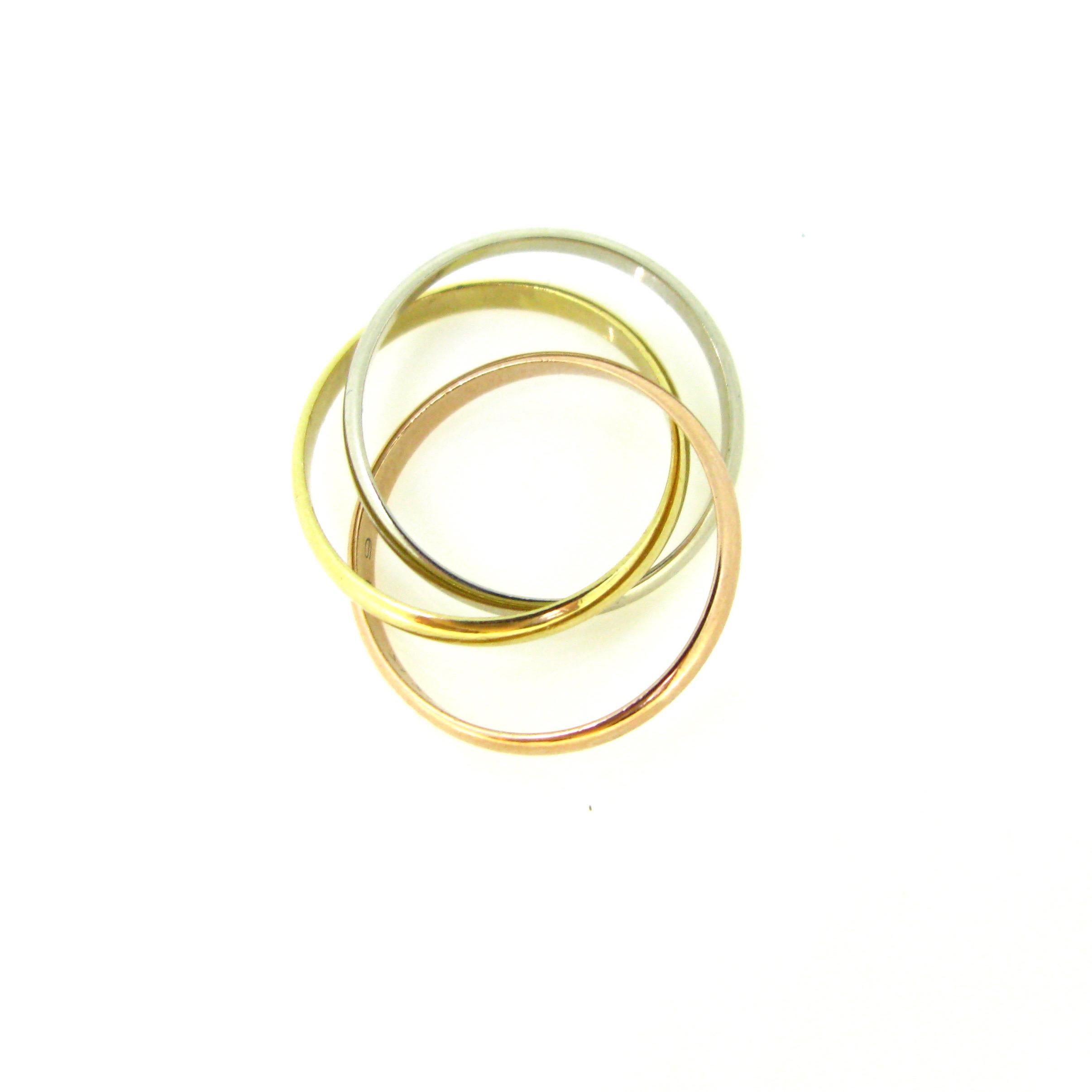 Cartier Trinity Three-Color Yellow White Rose Gold Rolling Ring 1