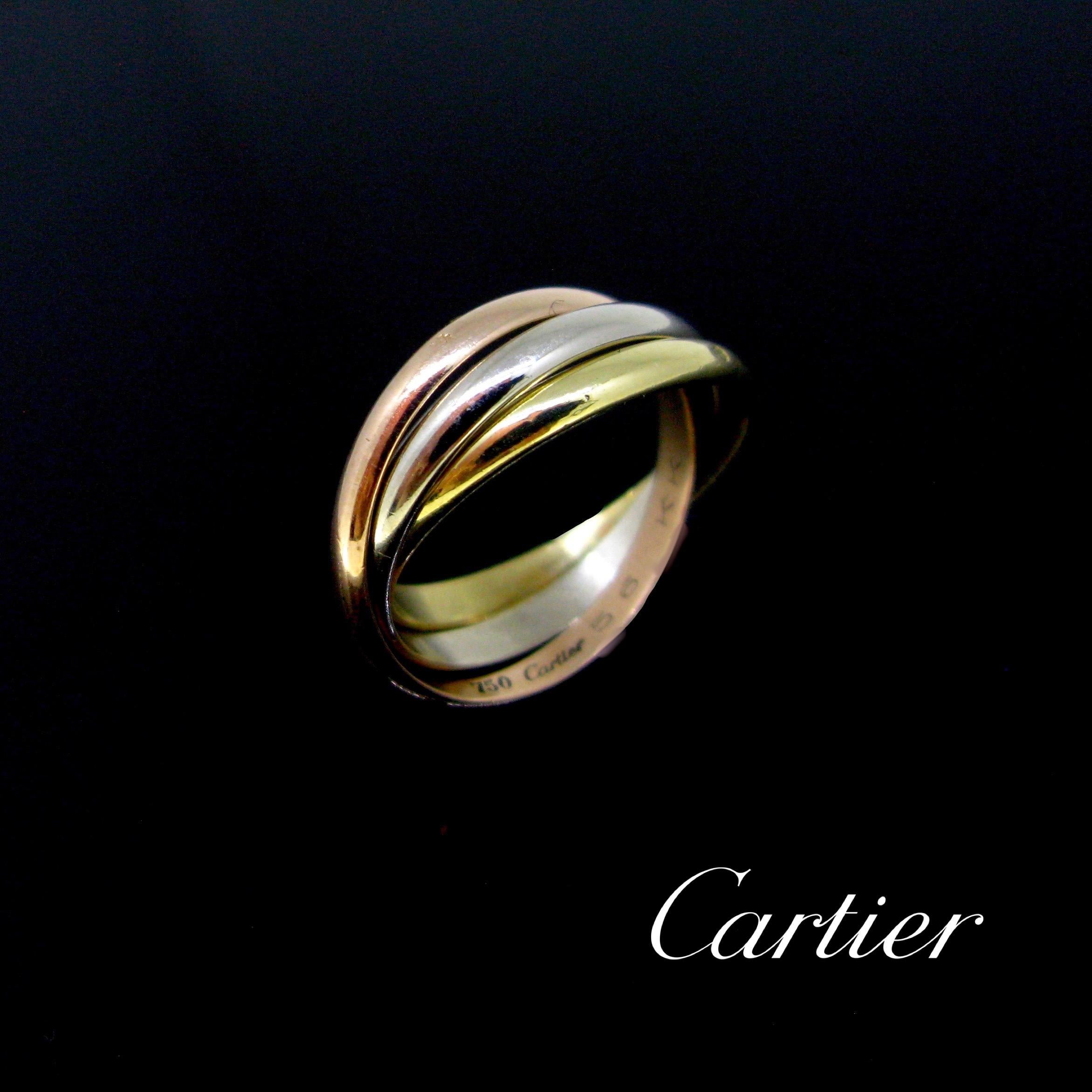Cartier Trinity Three-Color Yellow White Rose Gold Rolling Ring 2