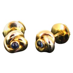 Cartier Trinity Three Gold Cabochon Sapphire Studs Earrings
