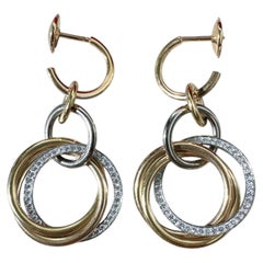 Cartier Trinity Three-Gold Three-Row Diamond-Set Drop Earrings