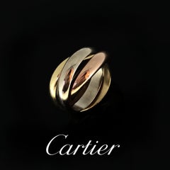 Cartier Trinity Three Gold Yellow White Rose Band Ring