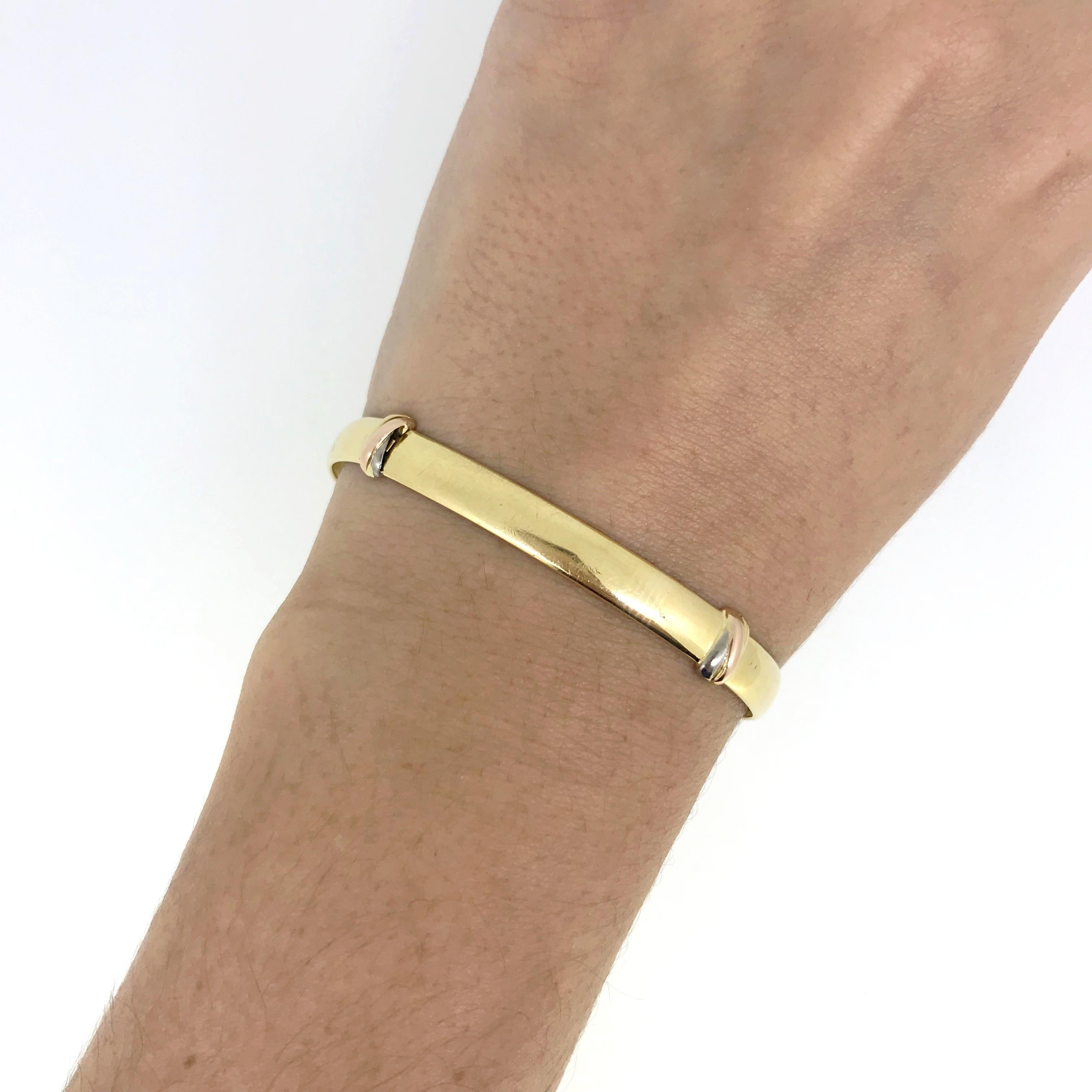 Cartier Trinity Three Gold Yellow White Rose Gold Bracelet Bangle In Good Condition In London, GB