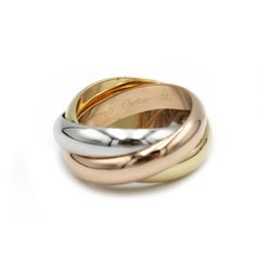 Cartier “Trinity” Three-Row Rolling Band Ring in 18K Yellow, White & Rose Gold