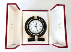 Cartier “Trinity” Travel Alarm Clock Black Enamel & Tri-Color Gold France 1990