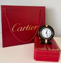 Cartier “Trinity” Travel Alarm Clock Black Enamel & Tri-Color Gold France 1990