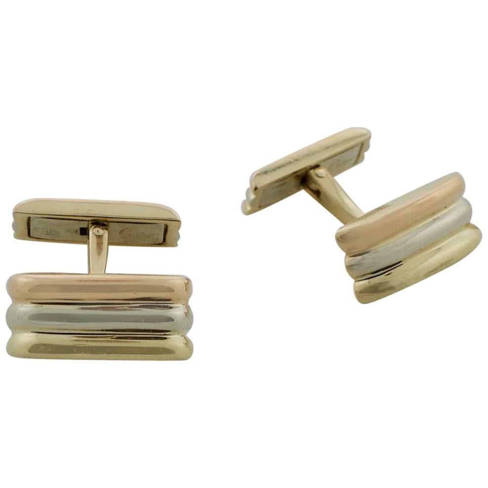 Cartier Trinity Tri Color 18 Karat Cufflinks, circa 1980s