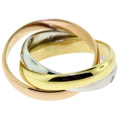 Cartier Trinity Tri Color 18 Karat Gold Ring with 5 Diamonds, Ring