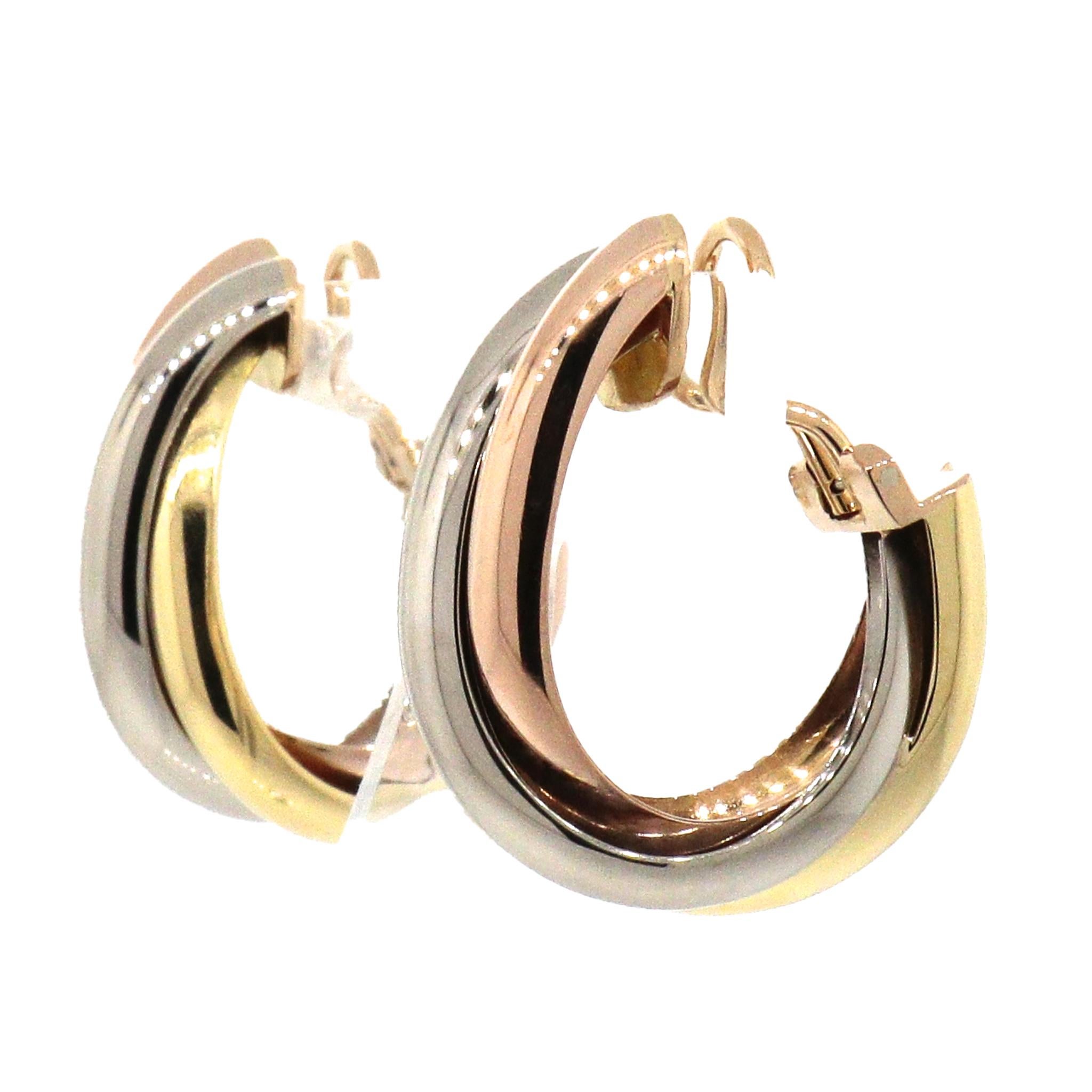 Cartier Trinity Tri-color 18k Gold Earrings For Sale 1