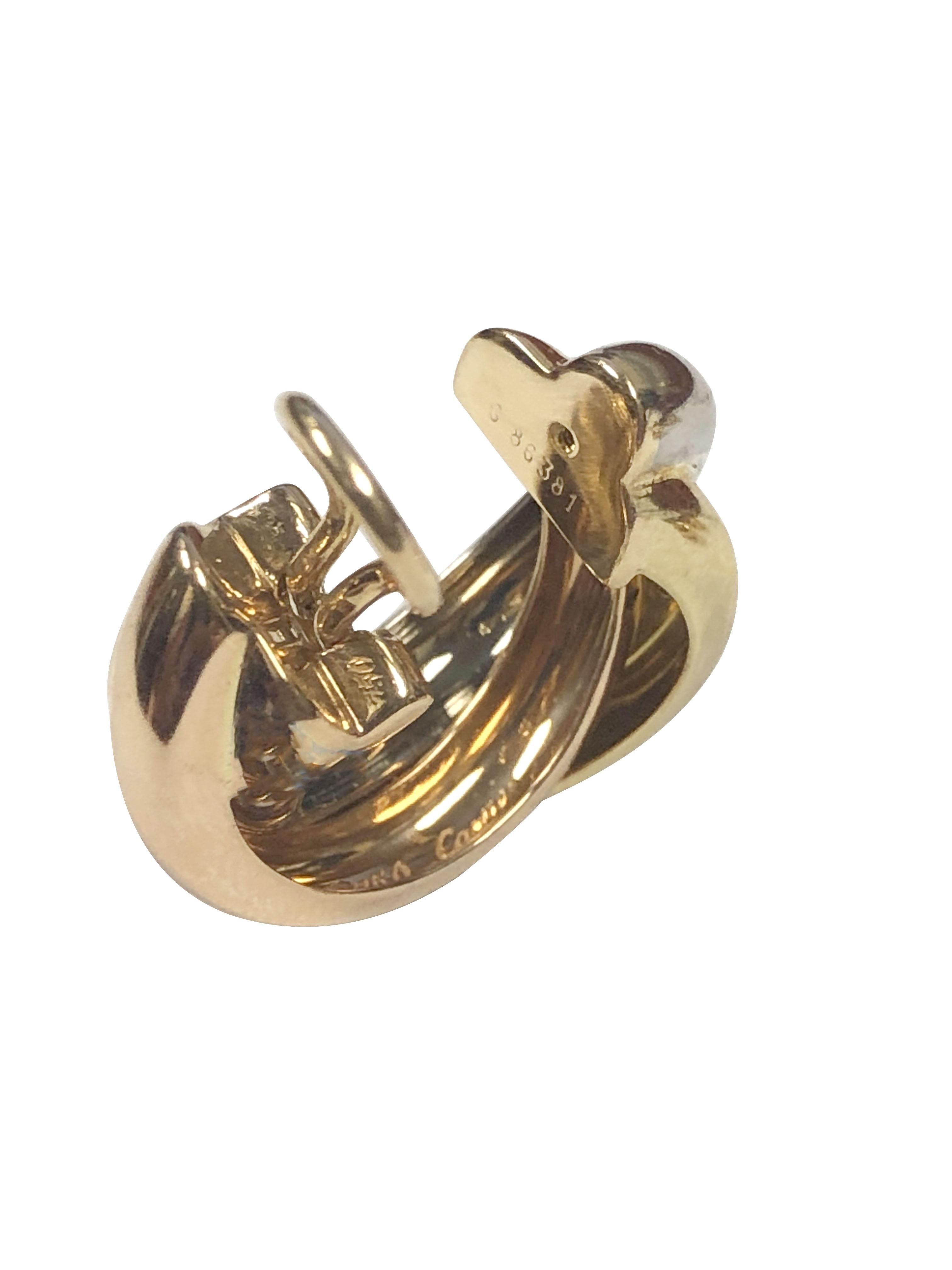 Cartier, boucles d'oreilles Trinity tricolores en or à 3 rangées en vente 1