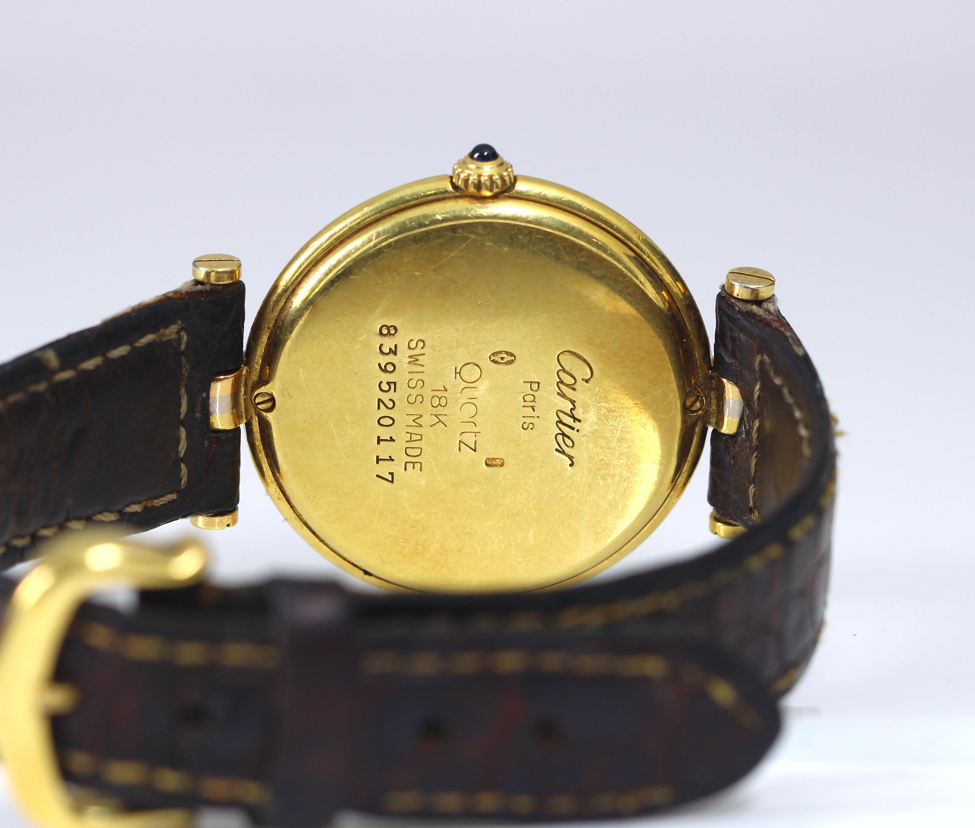 Orologio Cartier Trinity Tri-Color 30 mm con indicatore di data e cinturino in coccodrillo In condizioni ottime in vendita a Great Neck, NY