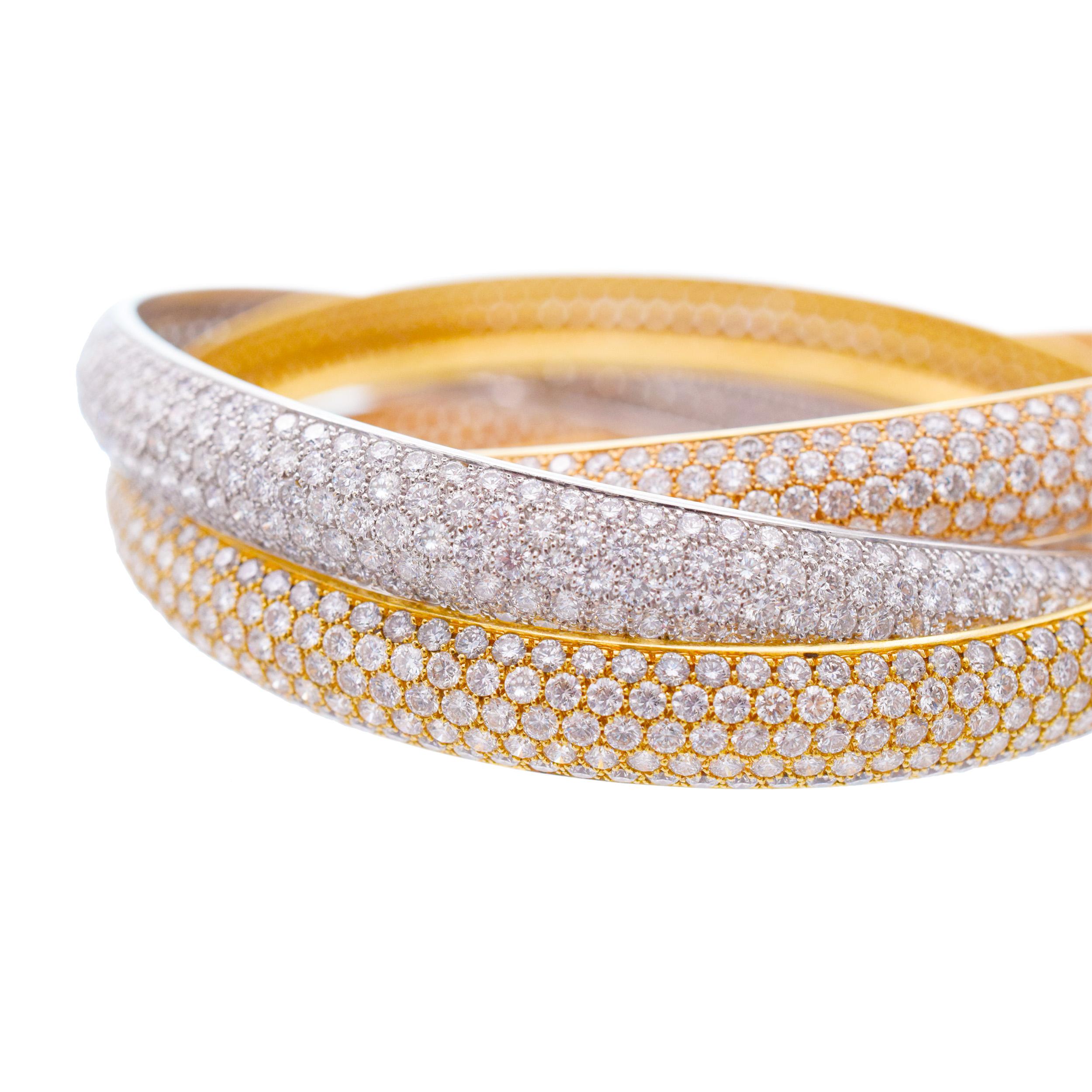 Taille ronde Cartier Trinity Diamant tricolore   Bracelet en vente