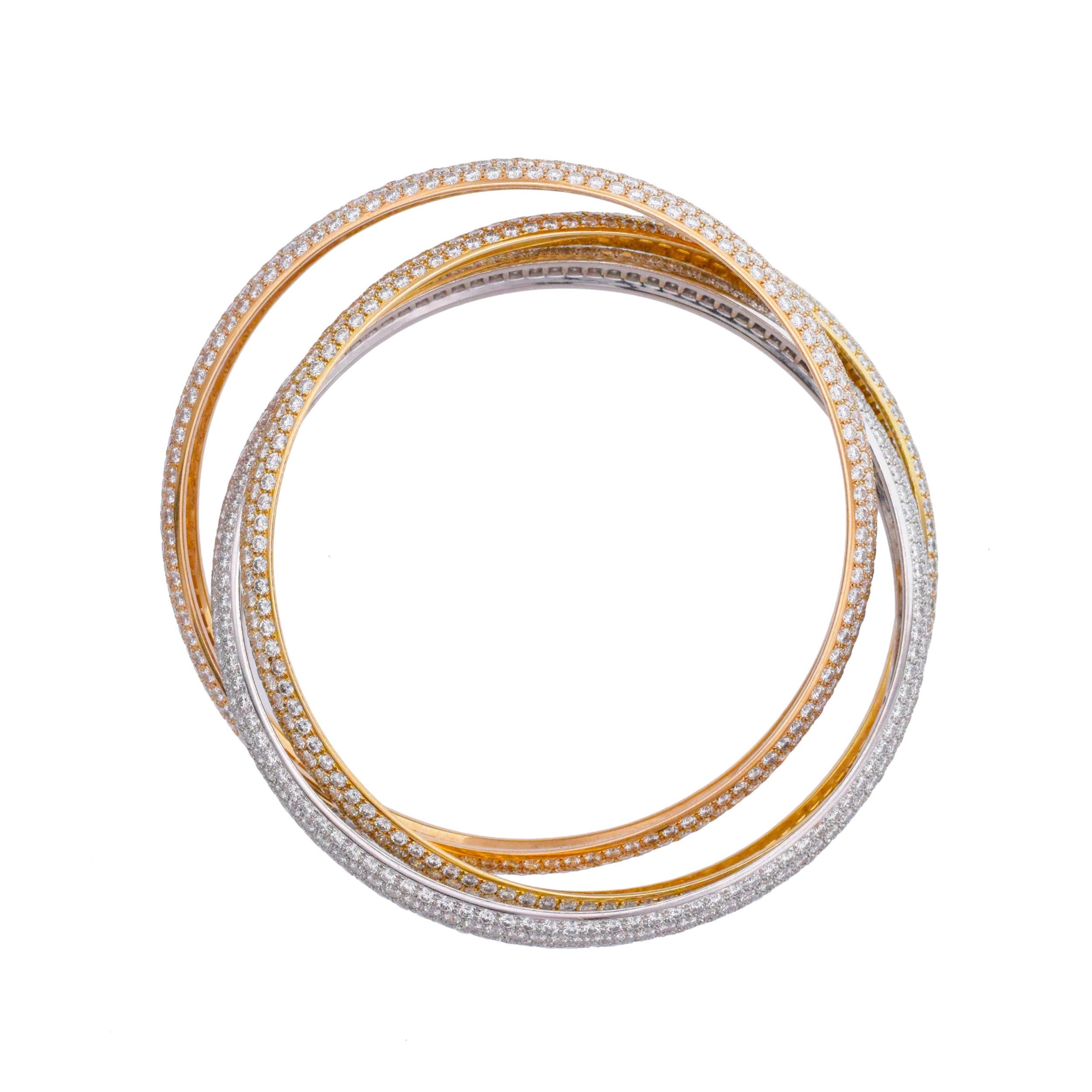 Cartier Trinity Diamant tricolore   Bracelet Excellent état - En vente à New York, NY