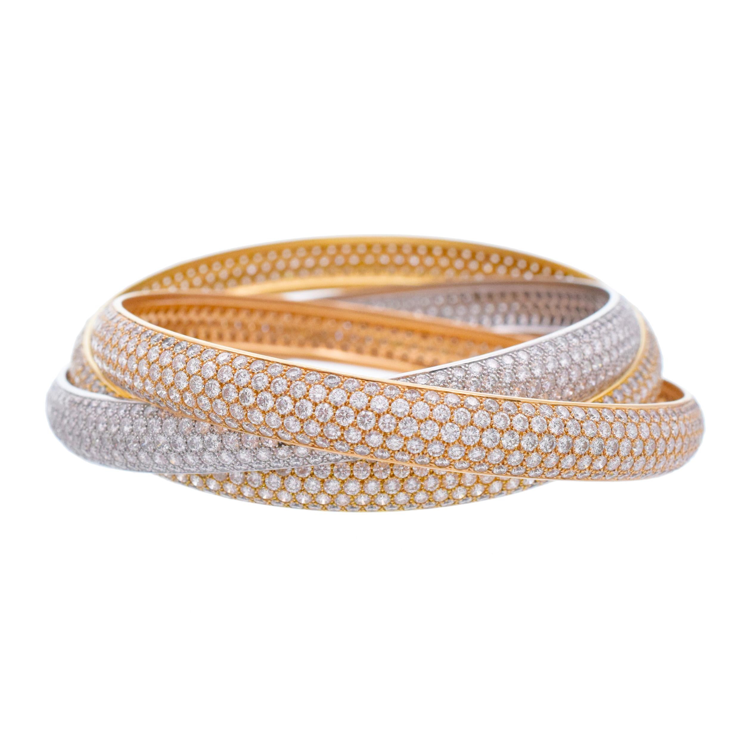 Cartier Trinity Diamant tricolore   Bracelet en vente 2