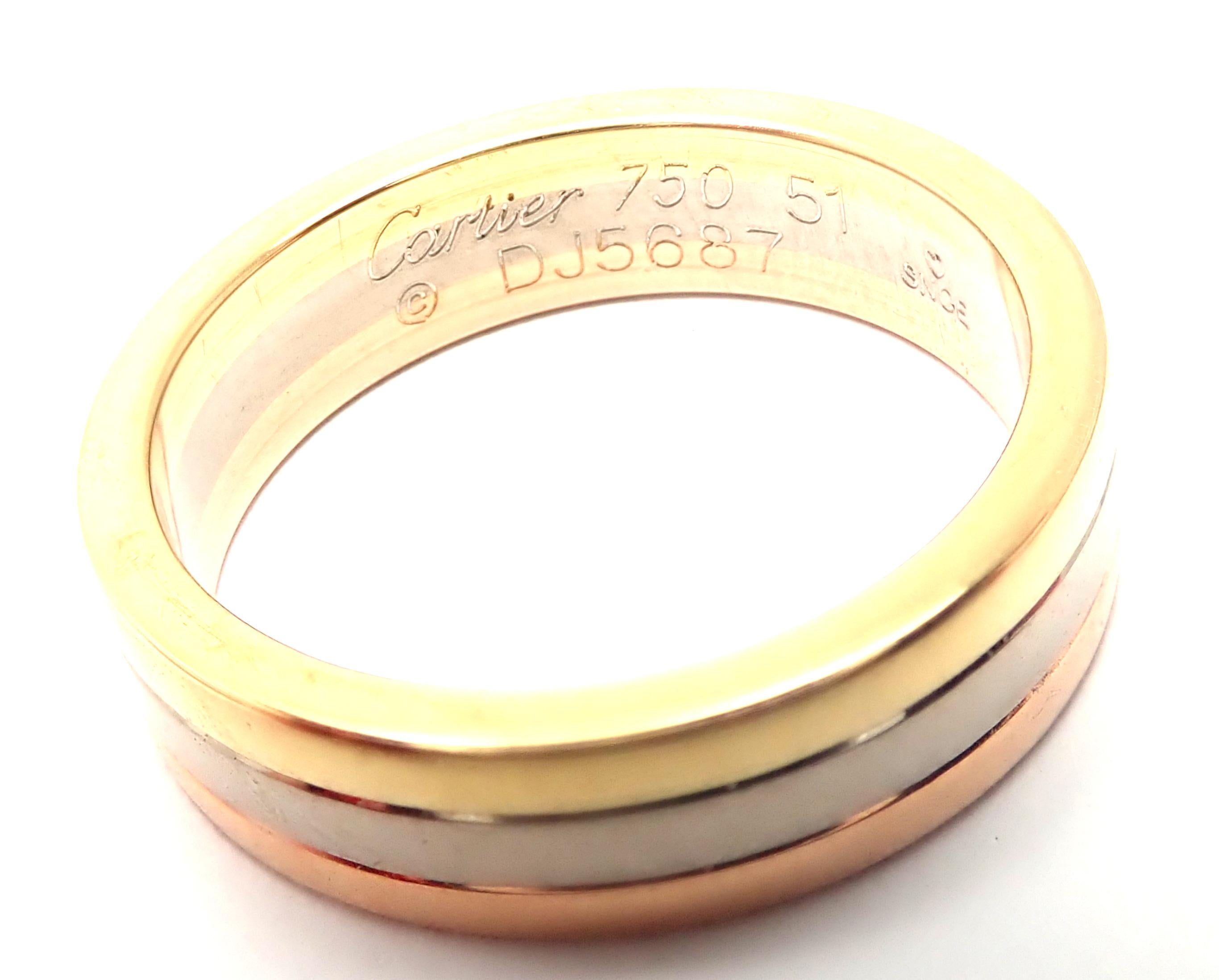 Cartier Trinity Tri-Color Gold Band Ring In Excellent Condition In Southampton, PA