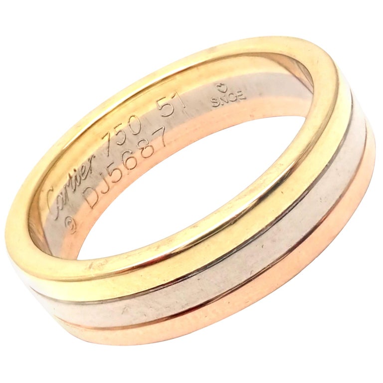 Cartier Trinity TriColor Gold Band Ring at 1stDibs