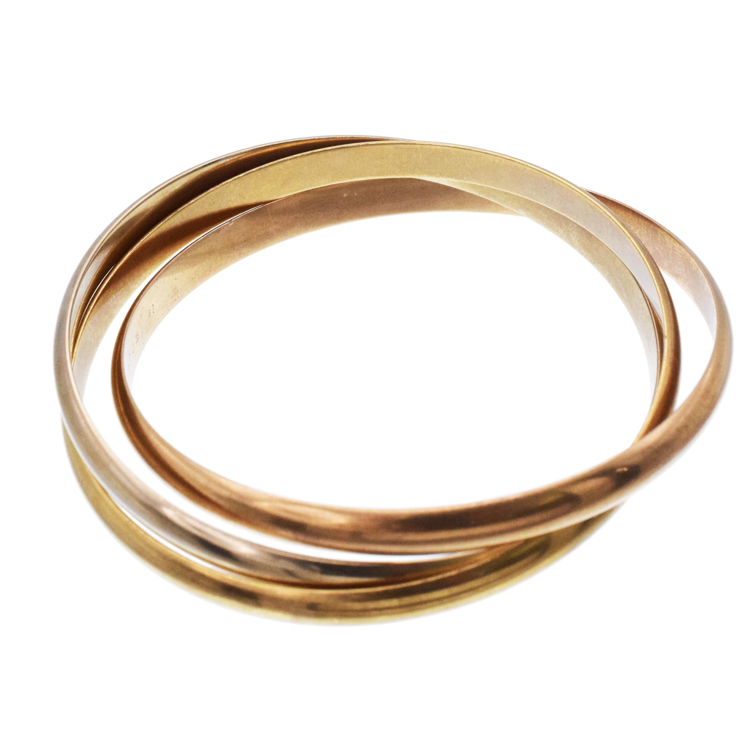 Artista Bracciale bangle in oro Cartier Trinity Tri-Color in vendita