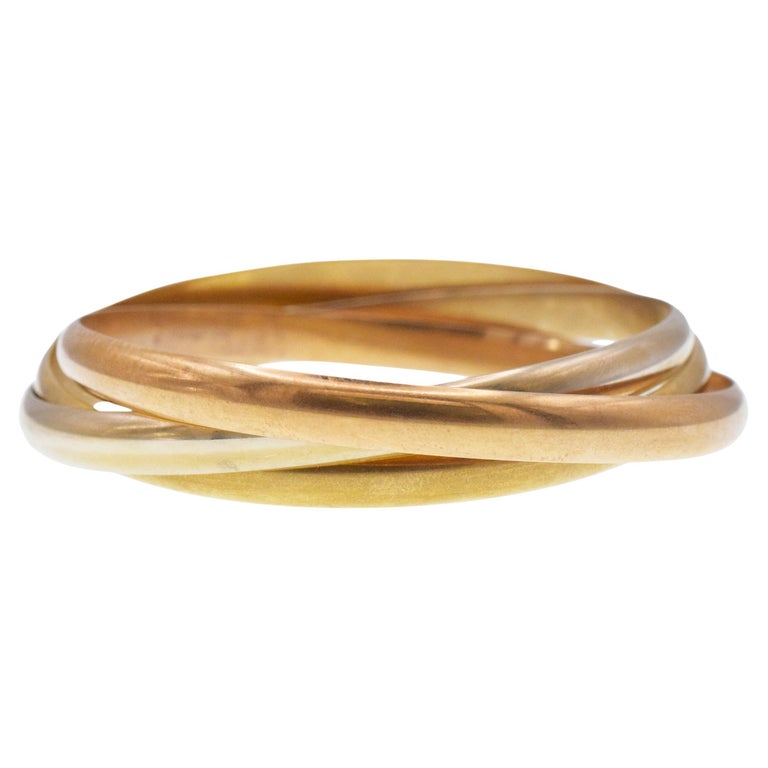 Cartier Trinity Tri-Color gold bangle bracelet For Sale at 1stDibs