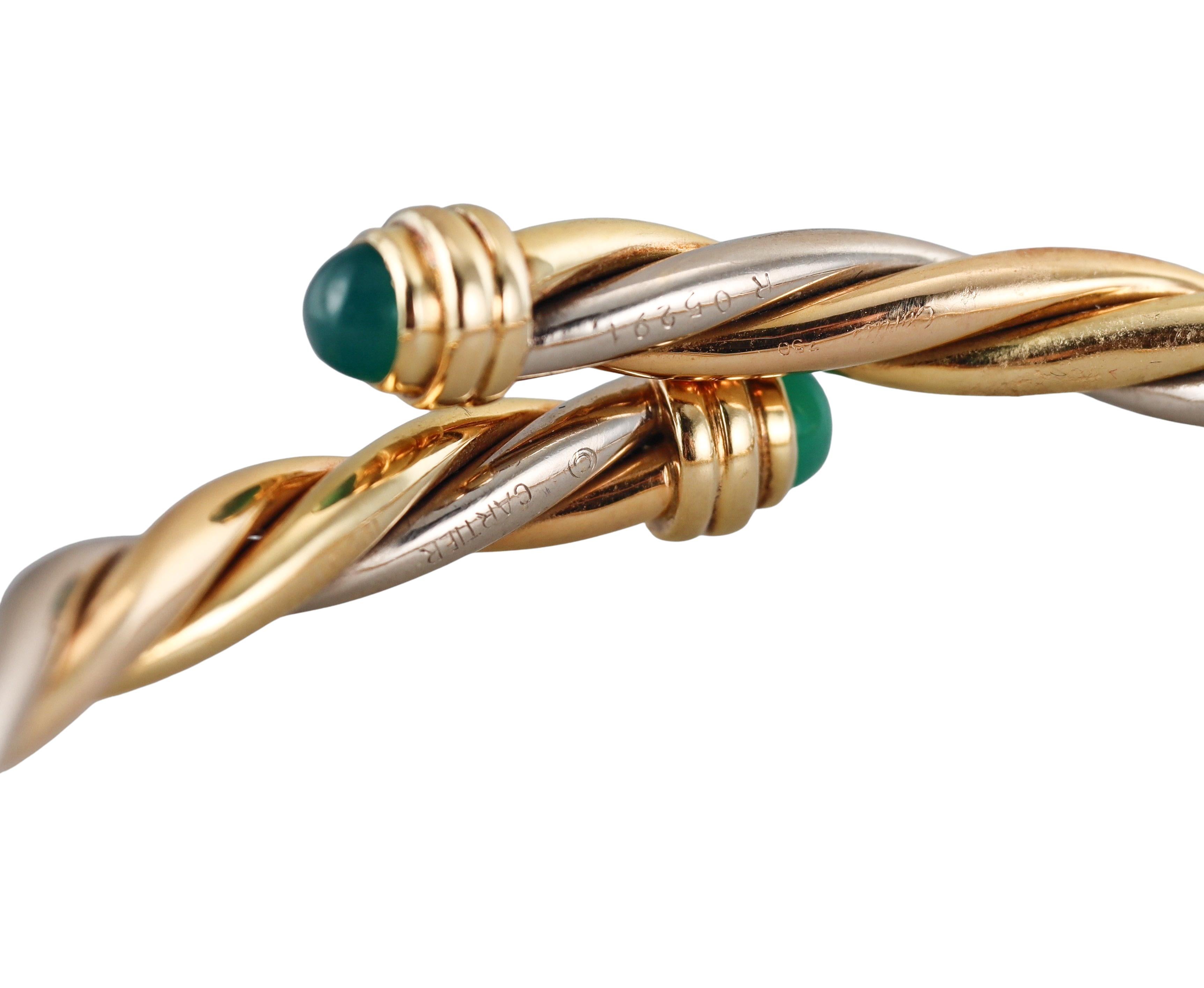 Cartier Trinity Tri Color Gold Chrysoprase Bypass Bracelet 1
