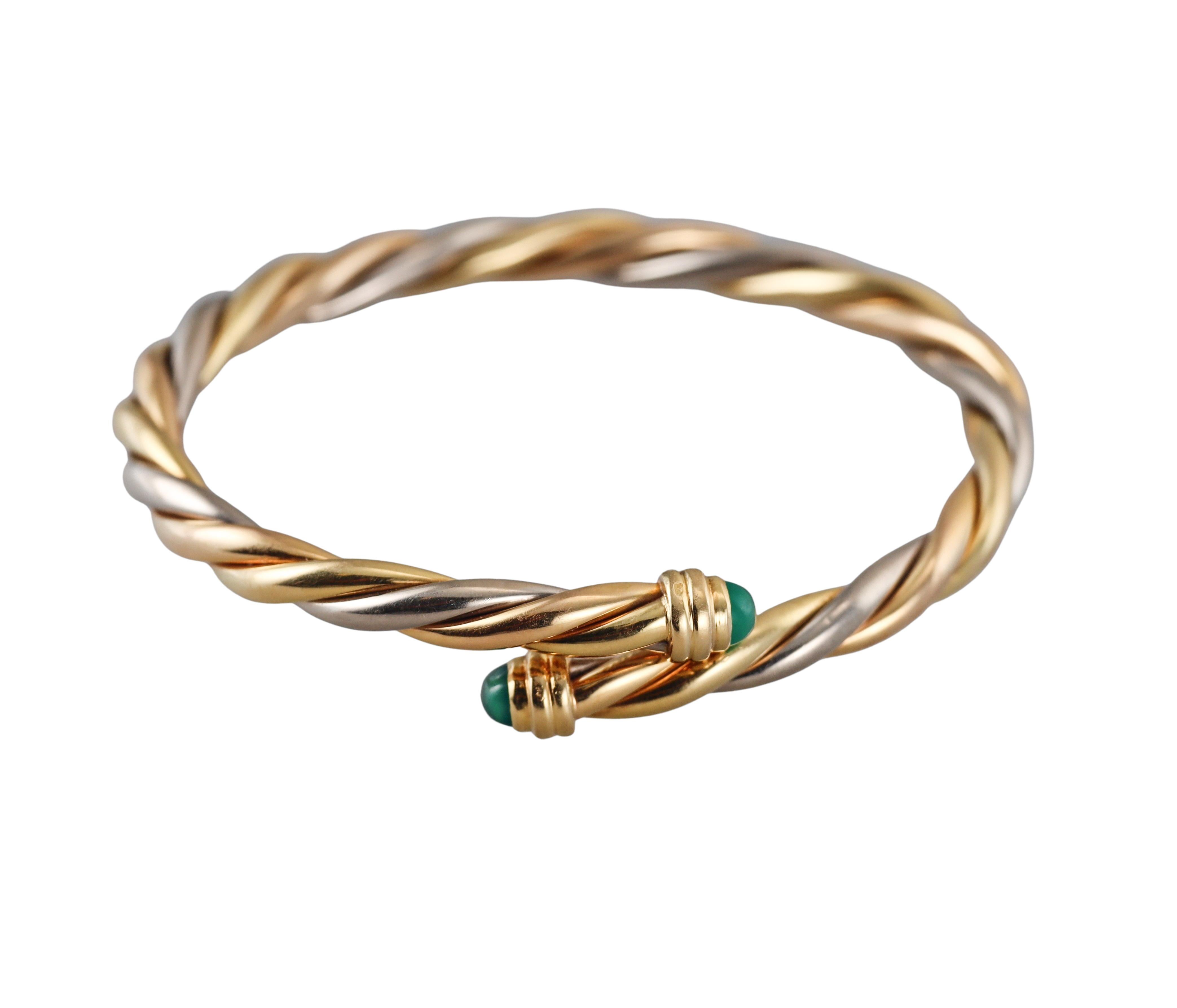 Cartier Trinity Tri Color Gold Chrysoprase Bypass Bracelet 3