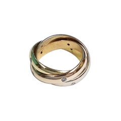 Cartier Trinity Tri Color Gold Diamond Set Band Ring