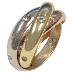 Cartier Trinity Tri Color Gold Diamond Set Band Ring