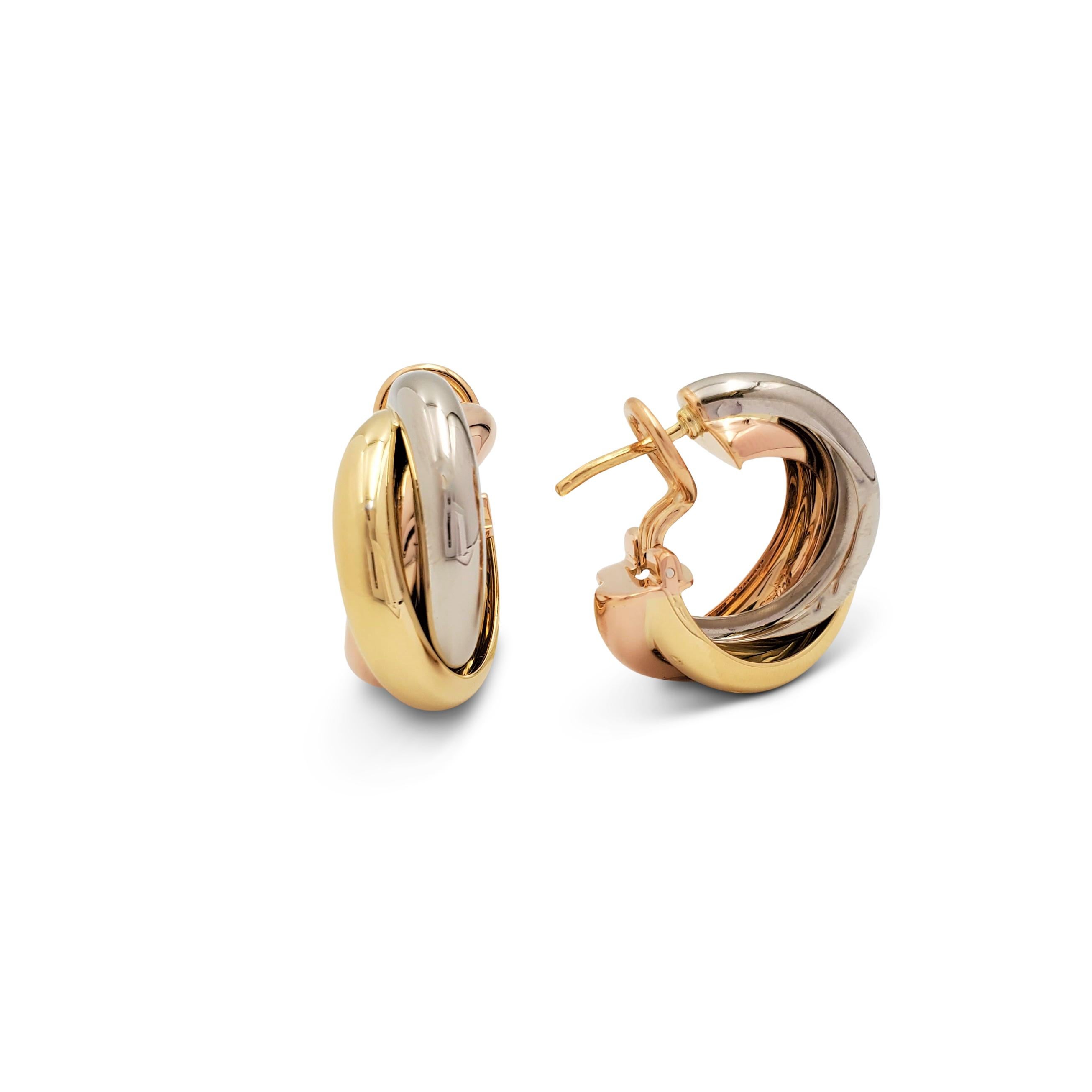 Cartier 'Trinity' Dreifarbige Gold-Ohrringe im Zustand „Hervorragend“ in New York, NY