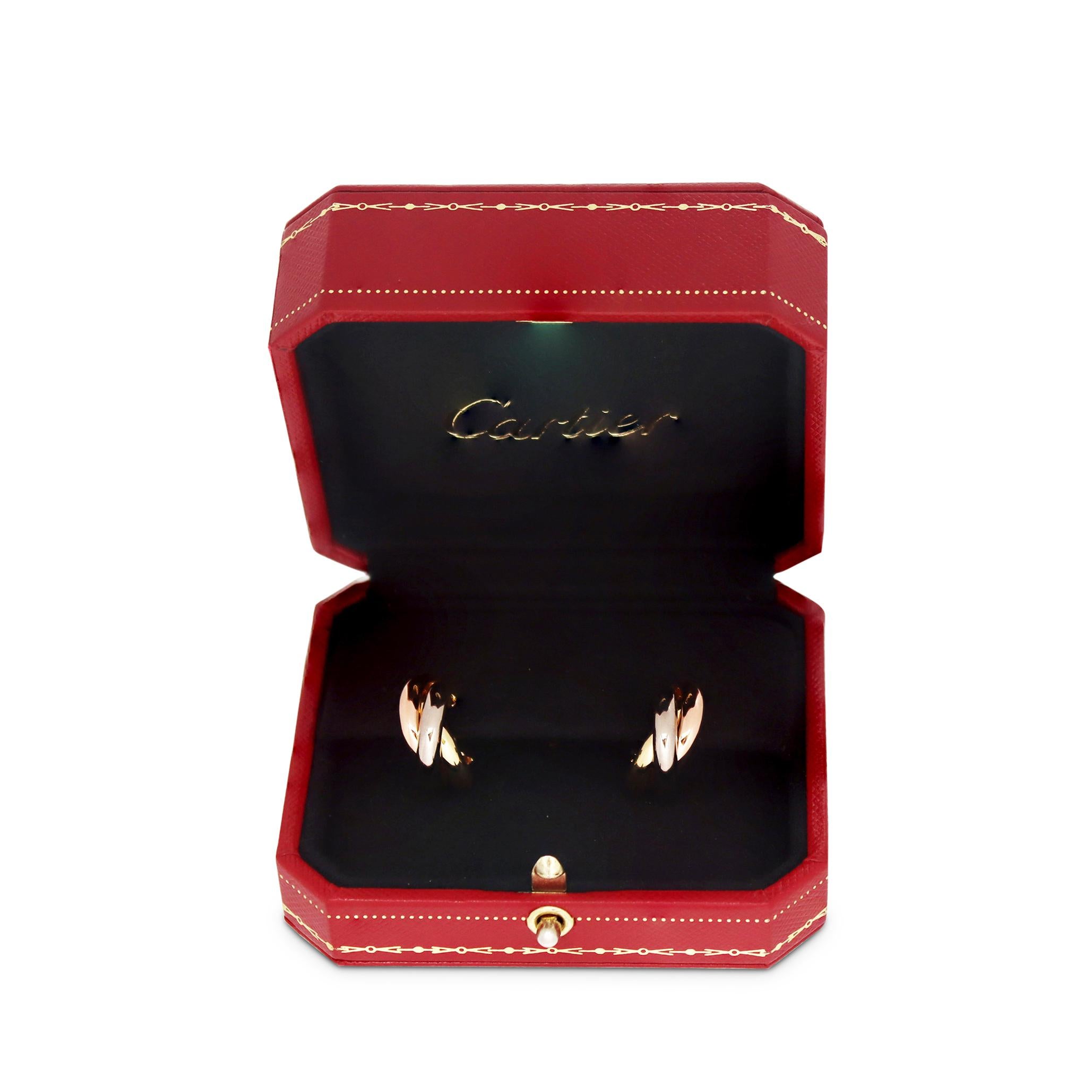 Women's or Men's Cartier Trinity Tri-Color Gold Earrings