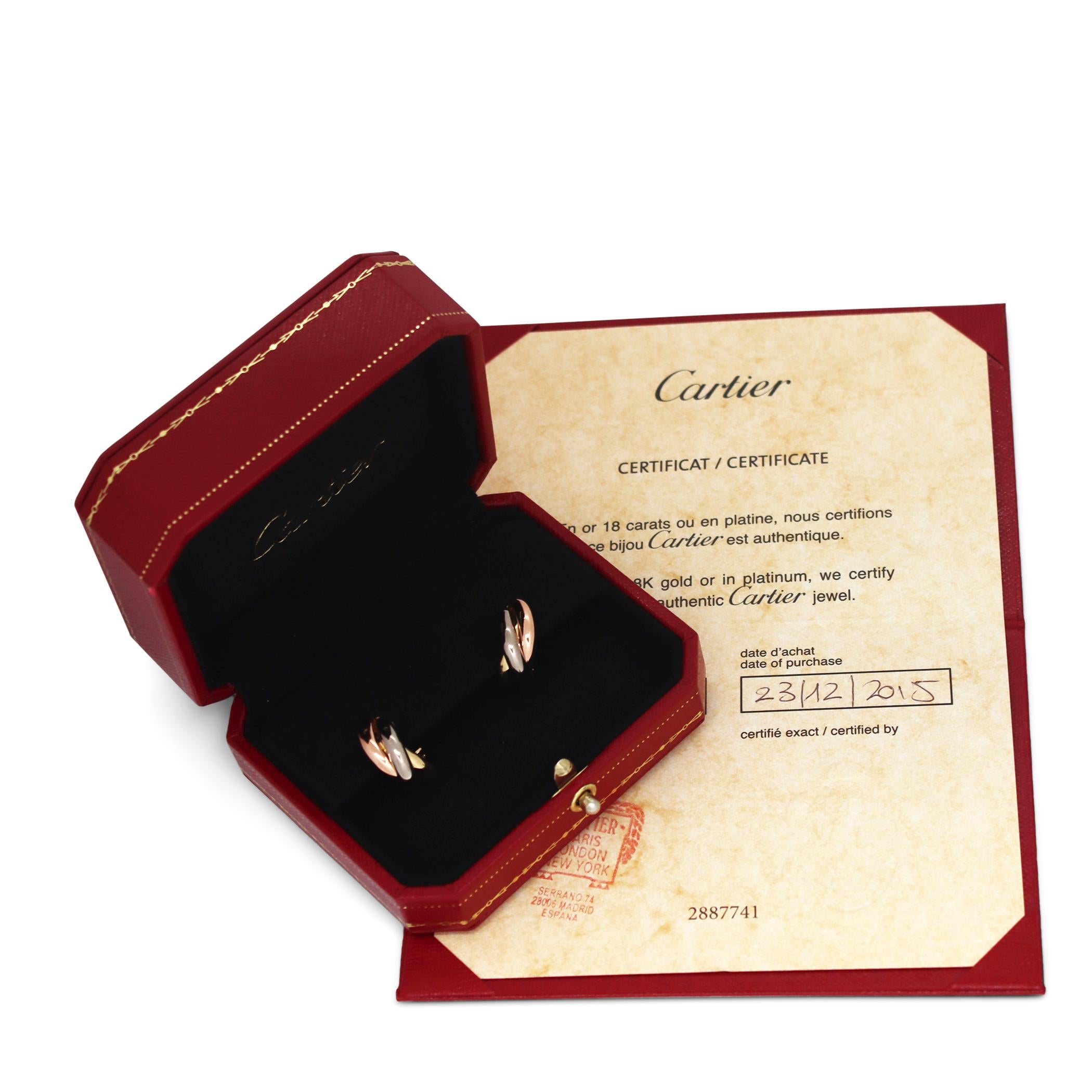 Cartier Trinity Tri-Color Gold Earrings 1