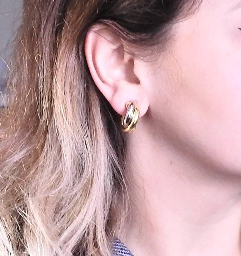 Cartier Trinity Tri-Color Gold Hoop Earrings at 1stDibs | cartier trinity  hoop earrings, trinity earrings, cartier trinity earrings review