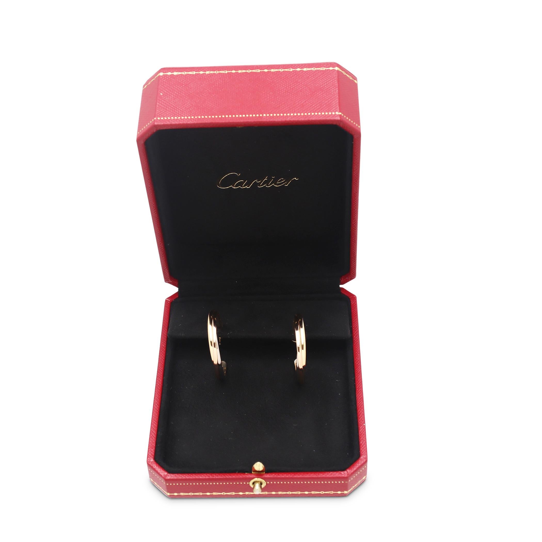 Women's or Men's Cartier Trinity Tri- Color Gold Hoop Earrings