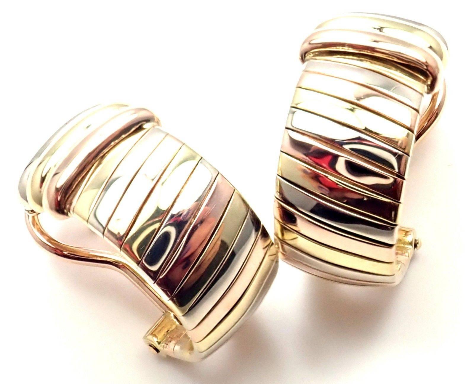 Cartier Trinity Tri-Color Gold Hoop Earrings 1