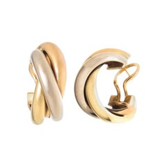 Retro Cartier Trinity Tri Color Gold Hoop Earrings