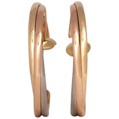 Cartier Trinity Tri- Color Gold Hoop Earrings