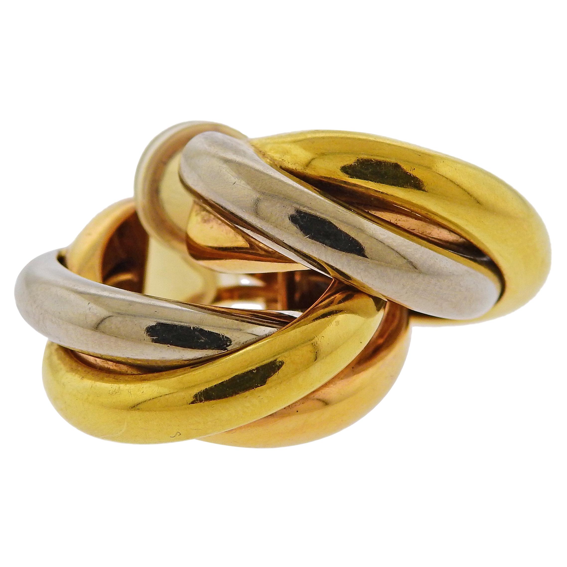 Cartier Trinity Tri Color Gold Hoop Earrings at 1stDibs