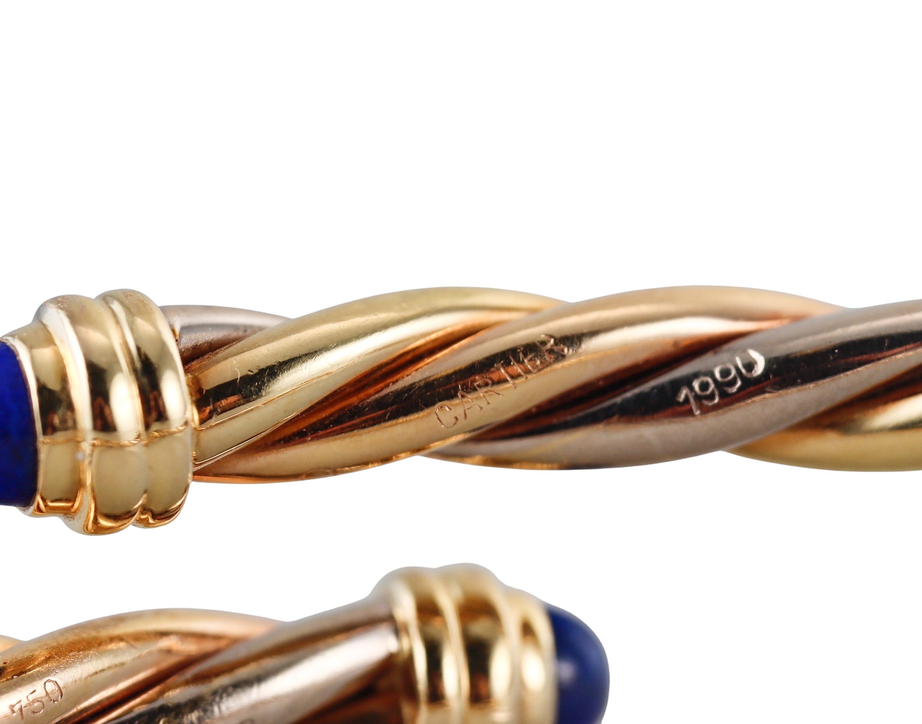 Donna Cartier Bracciale Trinity Tri Color in oro Lapislazzuli Bypass in vendita
