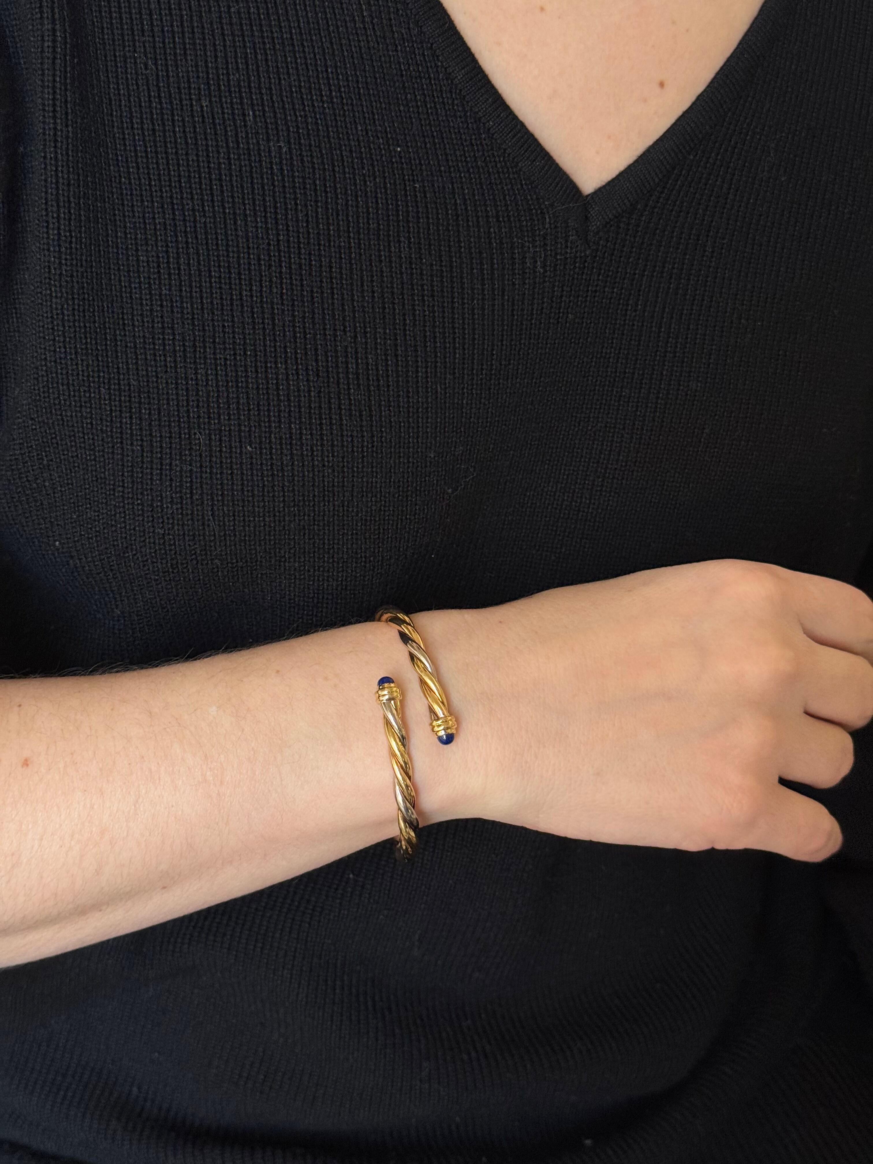 Cartier Bracciale Trinity Tri Color in oro Lapislazzuli Bypass in vendita 2