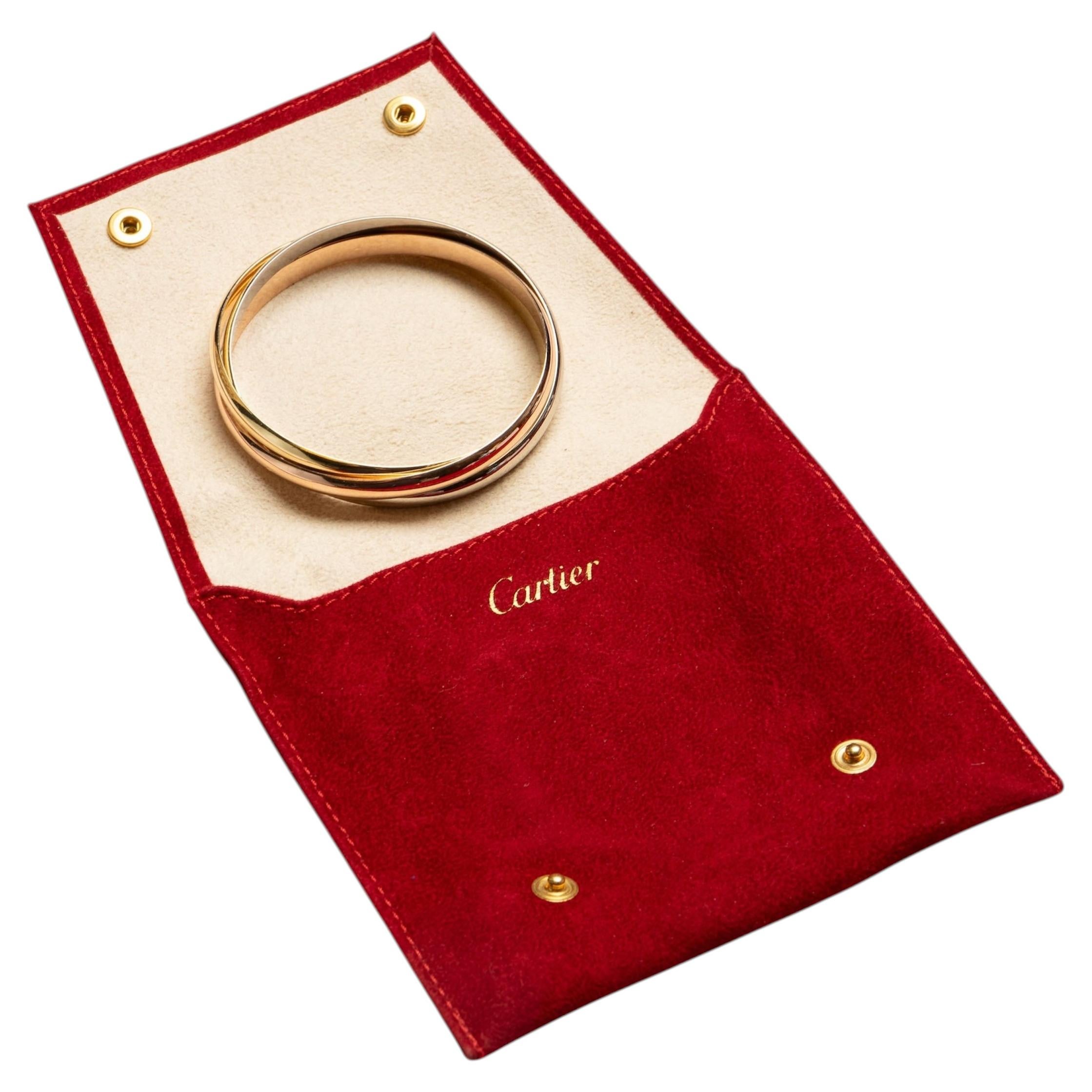 Cartier Trinity Tri Color Gold Large Rolling Bangle Bracelet For Sale