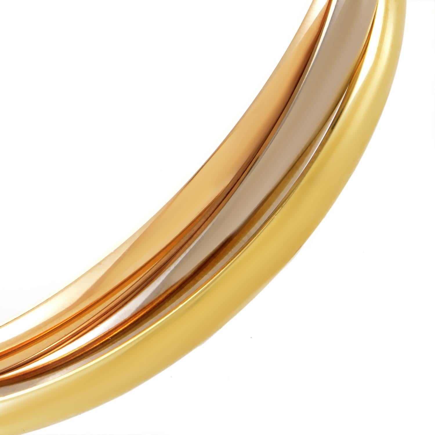 Cartier Trinity Tri-Color Gold Rolling Bangle Bracelet In Excellent Condition In Southampton, PA