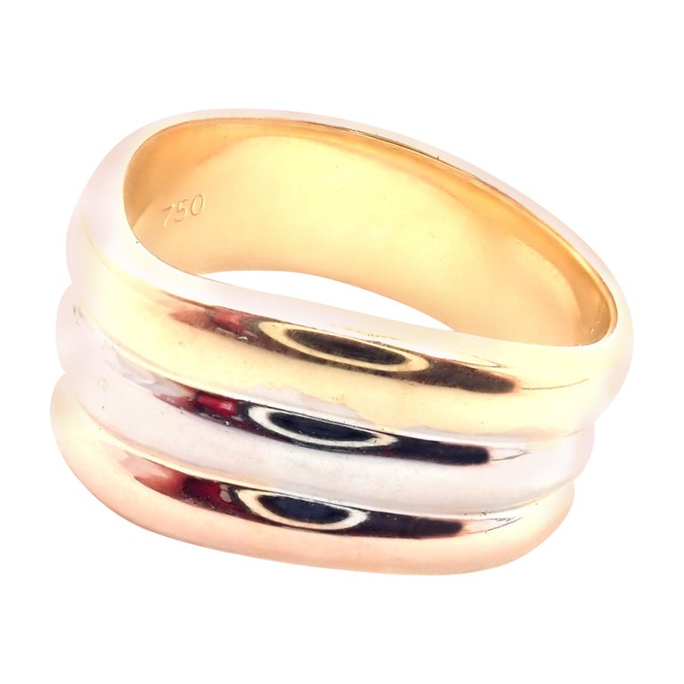 Cartier Trinity Tri-Color Gold Wide Band Ring For Sale at 1stDibs