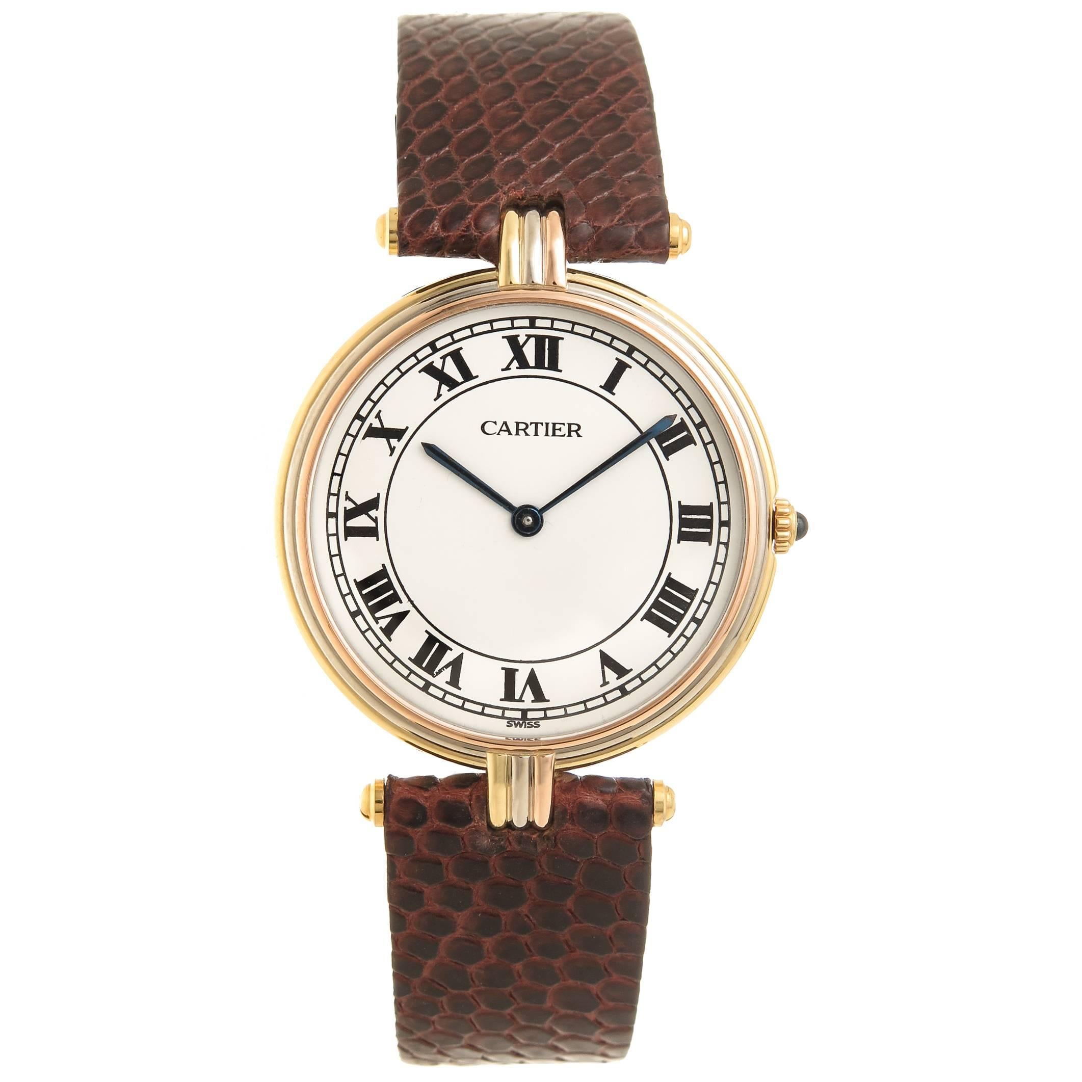Cartier Tricolor Gold Trinity Large Quartz Wristwatch