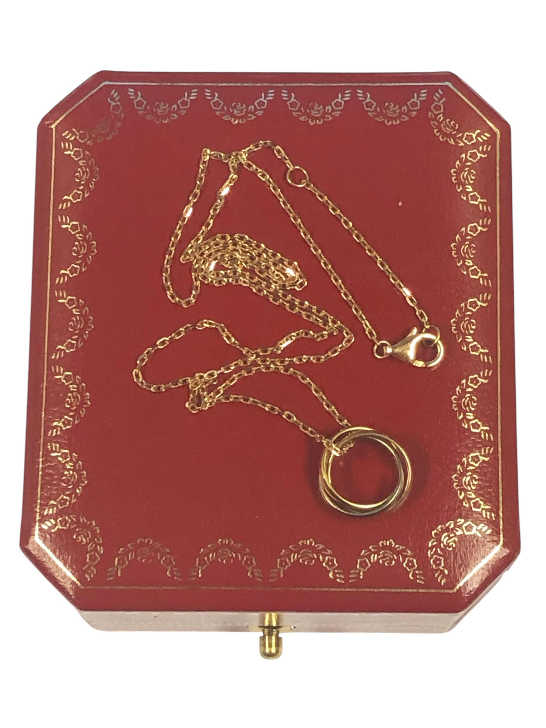 Cartier Trinity Tri Color on Rose Gold Chain Pendant Necklace 3