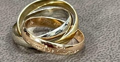 Cartier Trinity Tri-Color White, Yellow Rose, 18 Karat Gold Rolling Rings, 49