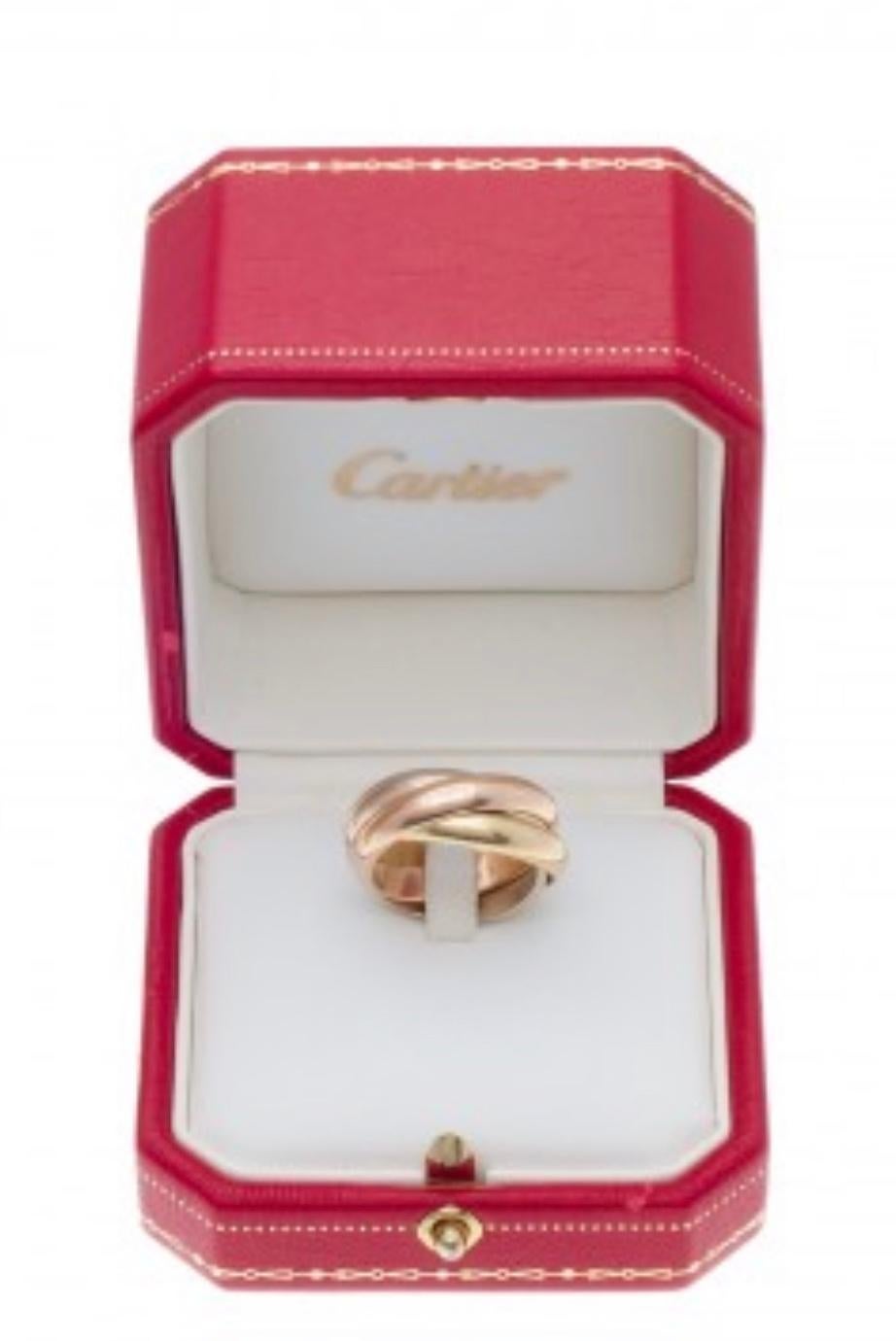 Women's Cartier Trinity Tri-Color White, Yellow Rose, 18 Karat Gold Rolling Rings For Sale