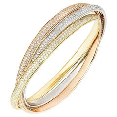 Cartier Trinity Tri-Colour Gold Full Pavé Diamond Bracelet 20cm
