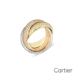 Cartier Trinity Tri-Colour Gold Vollpavé Diamantring Größe 51 4,64ct N4210800